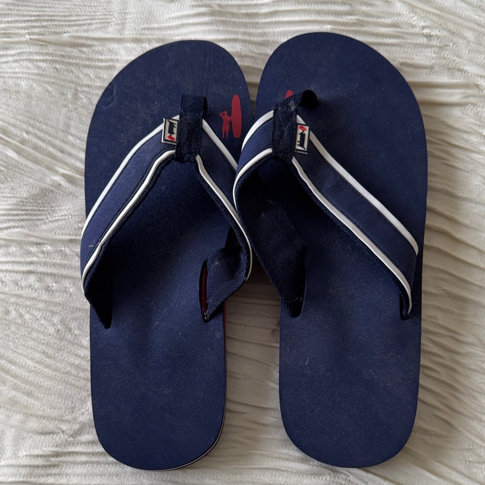 johnnie-O Navy and White Flip Flops